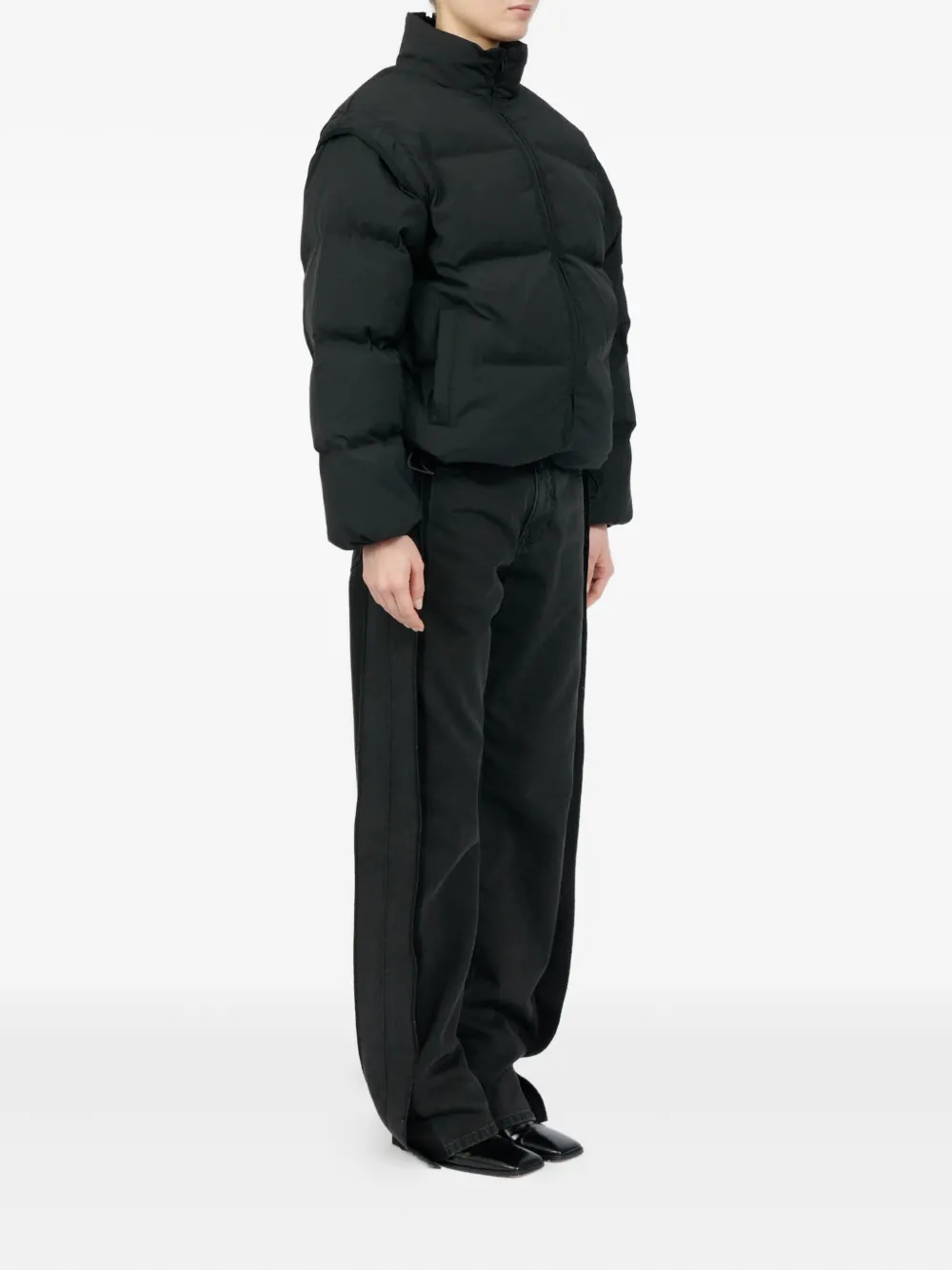 Mm6 Maison Margiela Short Puffer Jacket High Collar In Black