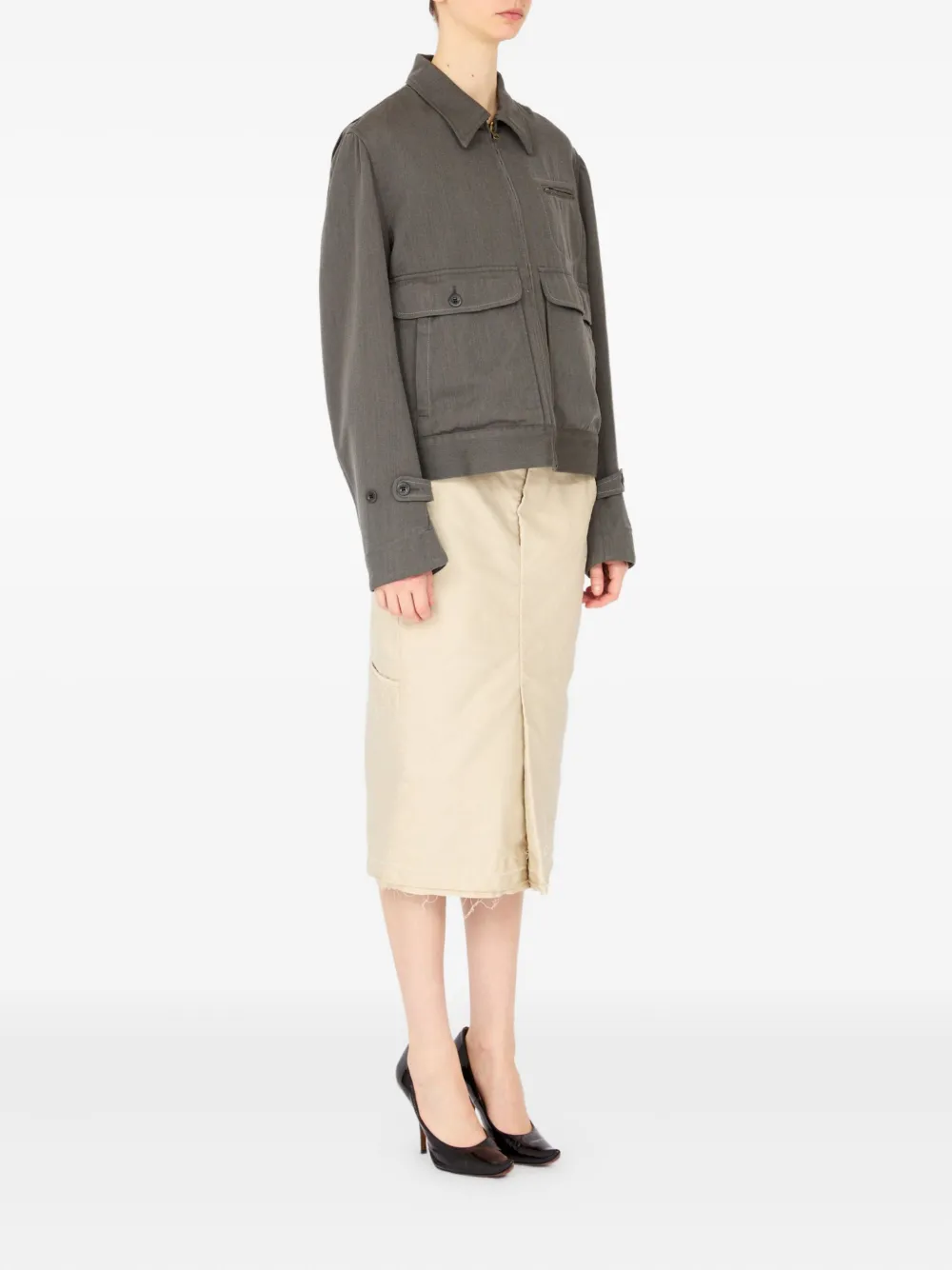 Maison Margiela Zip-up Jacket In Gray
