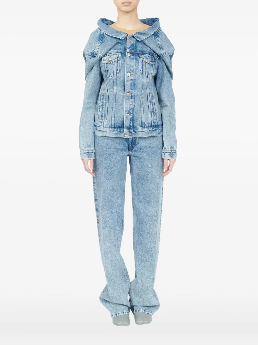 Mm6 Maison Margiela Light-wash Denim Jacket In Blue