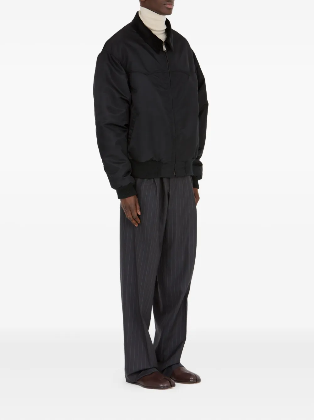 Maison Margiela corduroy-collar bomber jacket Zwart
