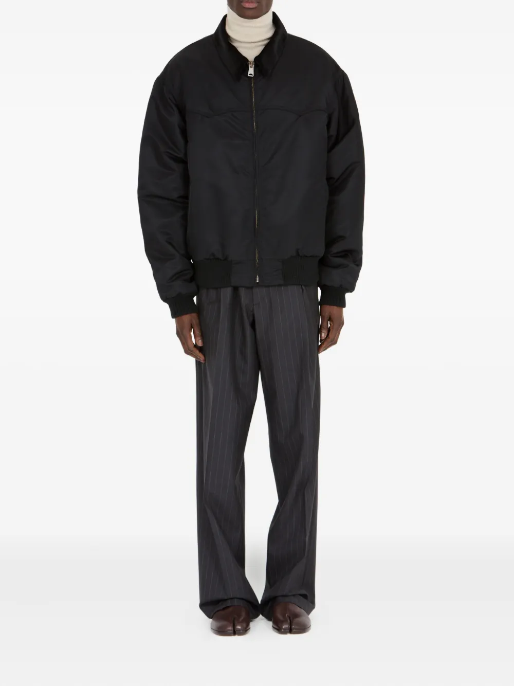 Maison Margiela corduroy-collar bomber jacket Zwart