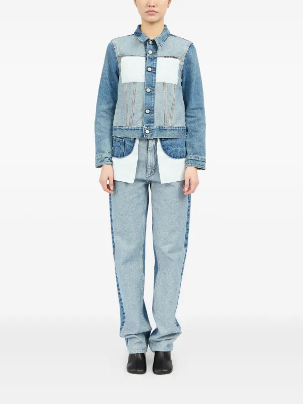 MM6 Maison Margiela two-tone Denim Jacket | Blue | FARFETCH