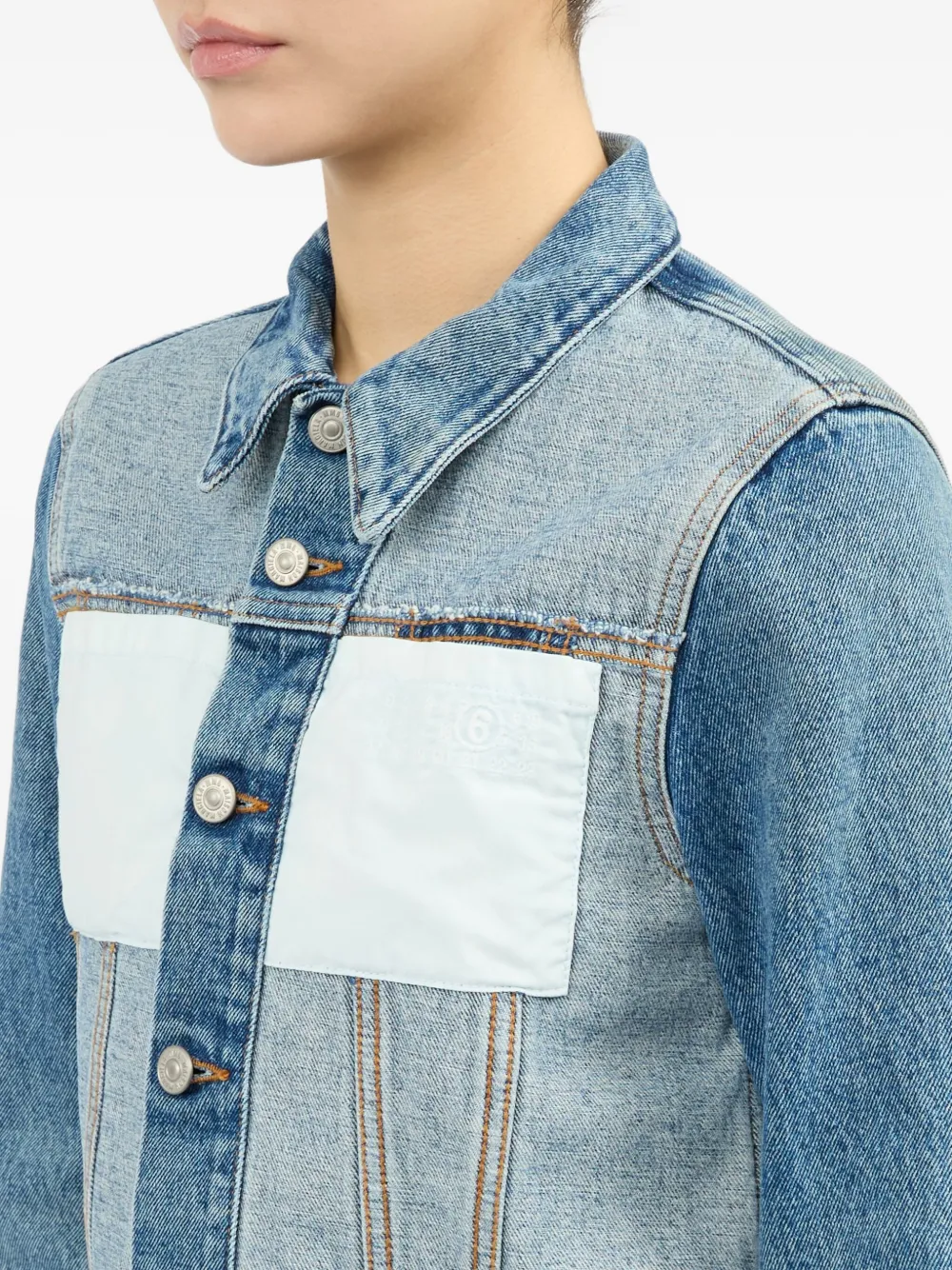 MM6 Maison Margiela two-tone Denim Jacket | Blue | FARFETCH