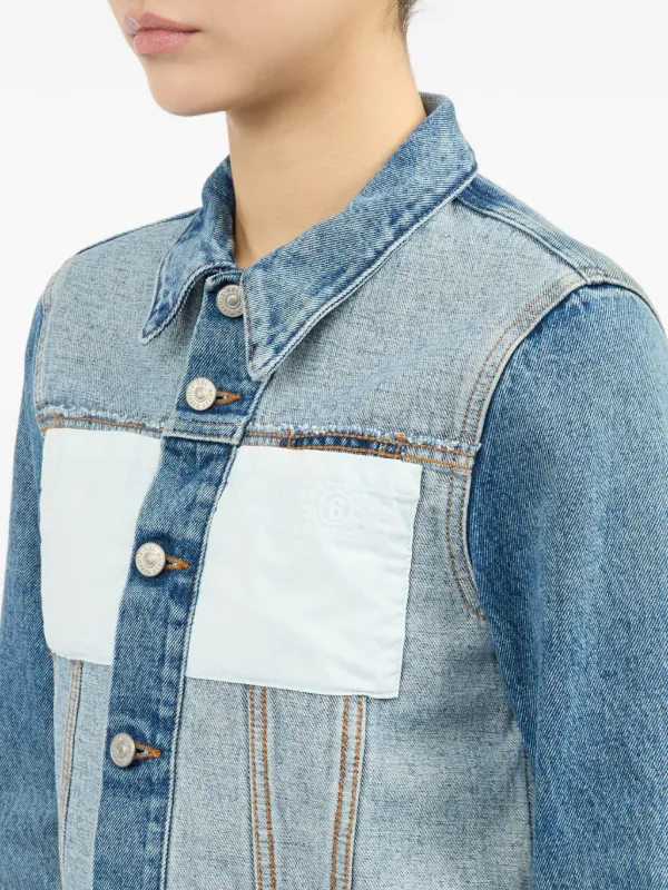 MM6 Maison Margiela two-tone Denim Jacket | Blue | FARFETCH