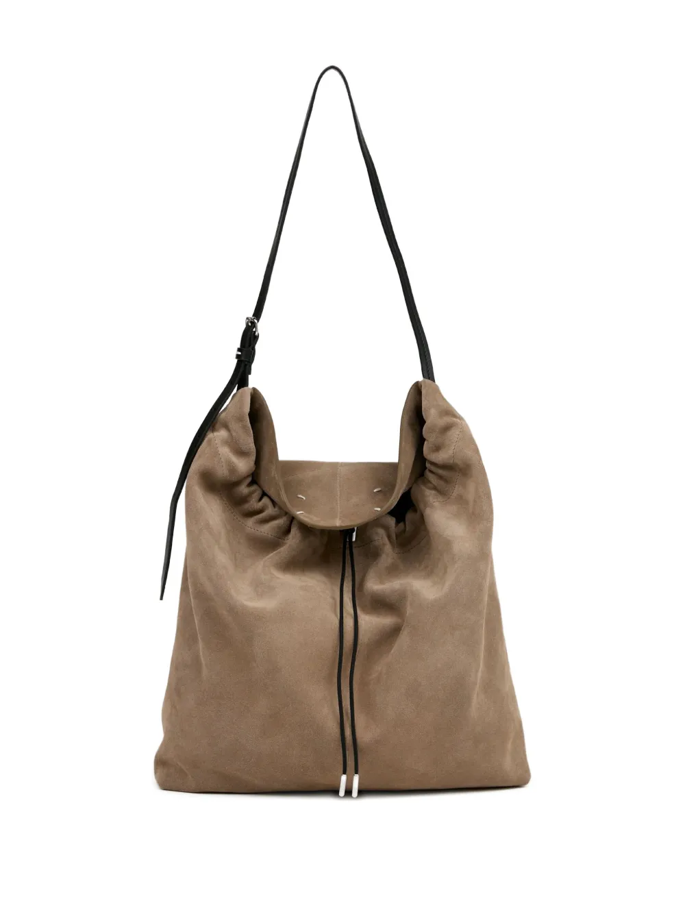 Maison Margiela Drawstring Leather Bucket Bag In Neutral