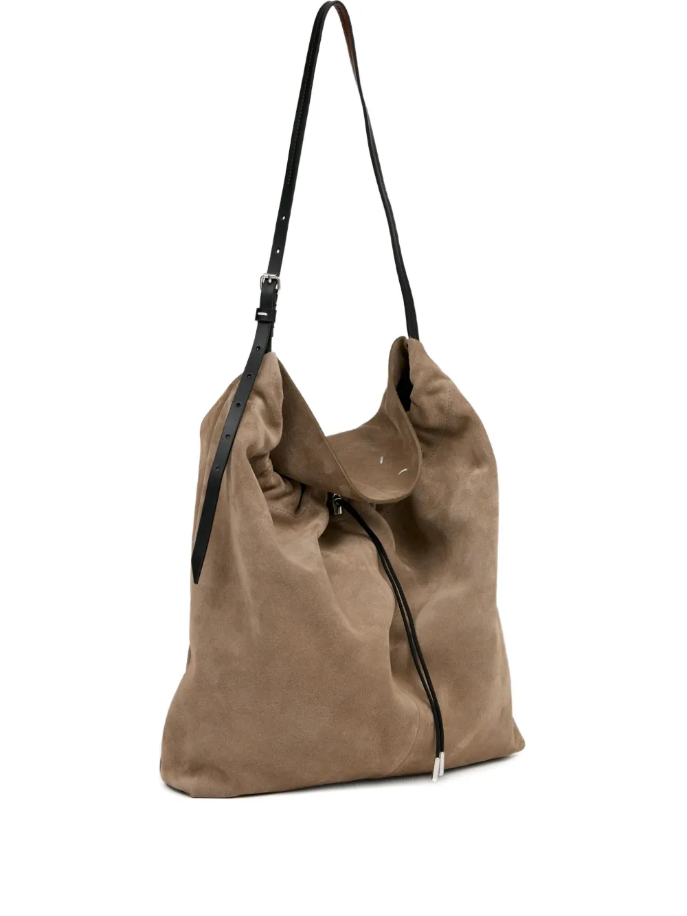 Maison Margiela Drawstring Leather Bucket Bag In Neutral