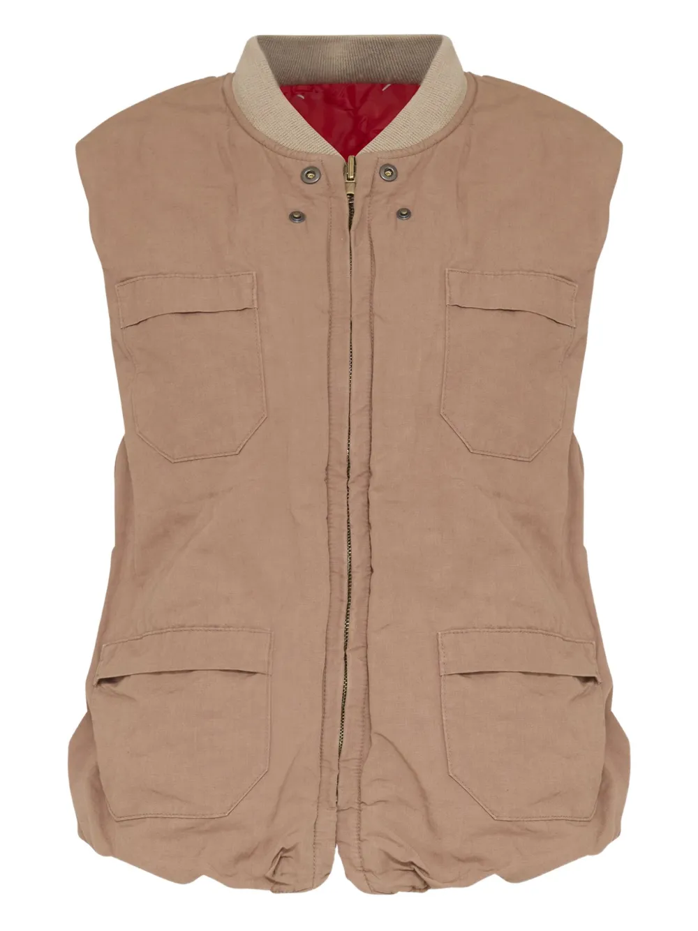 Maison Margiela Linen-blend Waistcoat In Brown