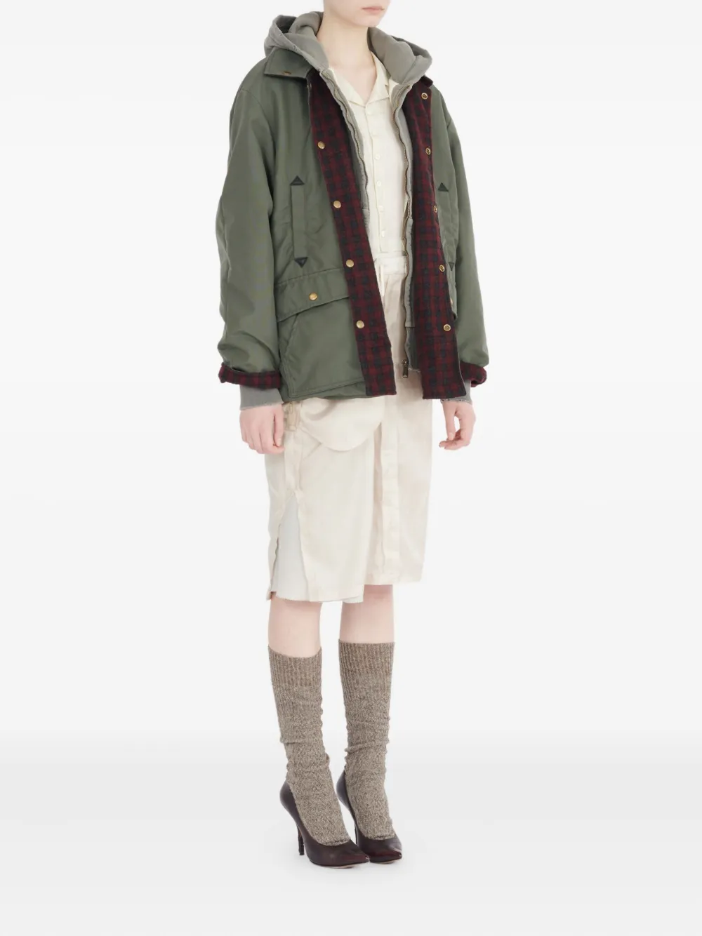 Maison Margiela Plaid Lining Sport Jacket In Green