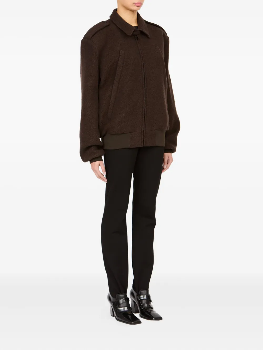 Mm6 Maison Margiela Sports Jacket With Epaulettes And Ribbed Cuffs In Brown