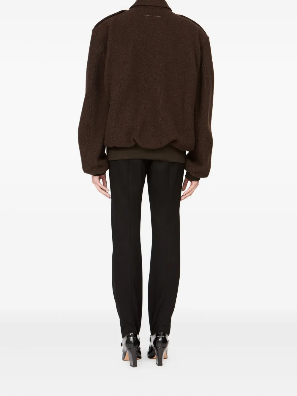 Mm6 Maison Margiela Sports Jacket With Epaulettes And Ribbed Cuffs In Brown