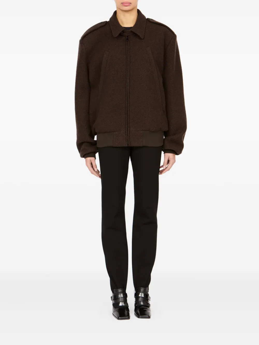 Mm6 Maison Margiela Sports Jacket With Epaulettes And Ribbed Cuffs In Brown