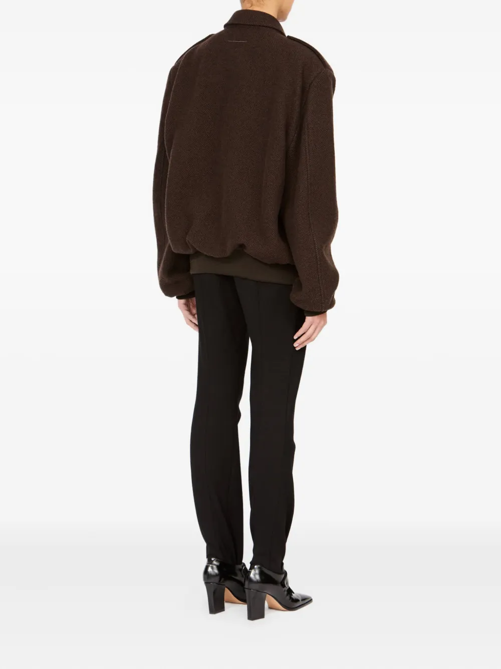 Mm6 Maison Margiela Sports Jacket With Epaulettes And Ribbed Cuffs In Brown