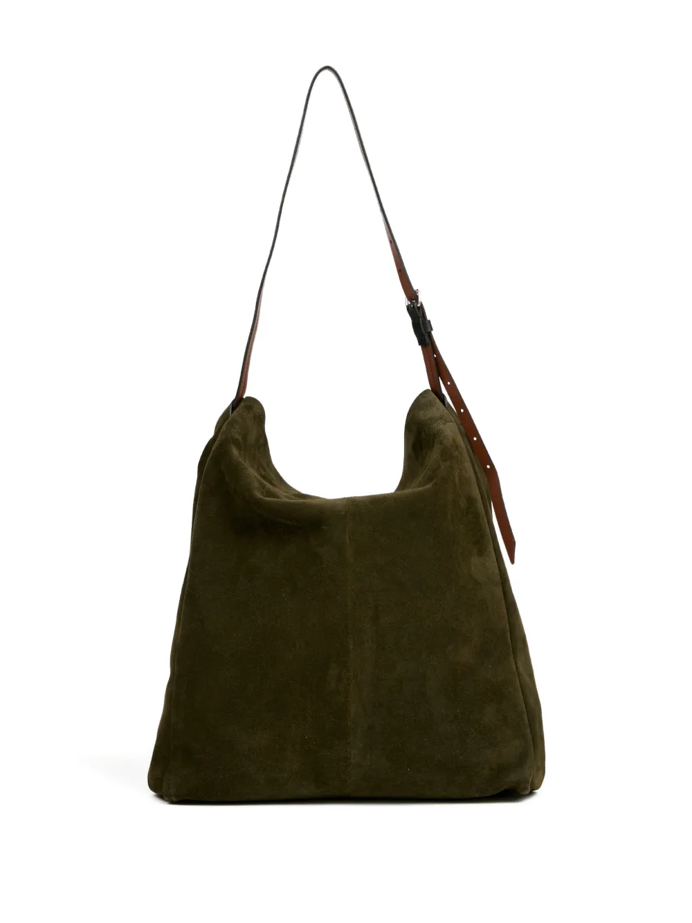 Maison Margiela Suede Drawstring Shoulder Bag In Green