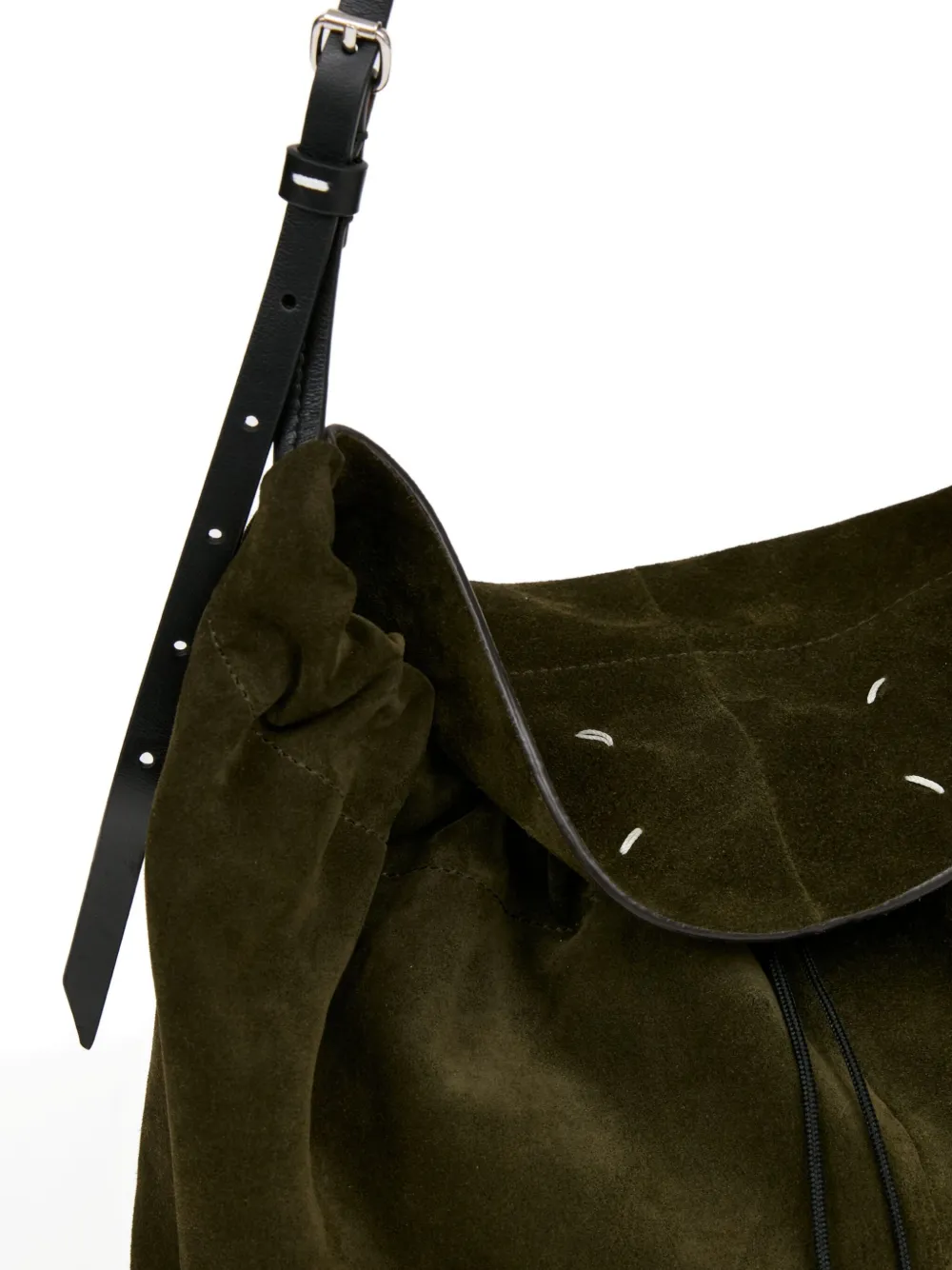 Maison Margiela Suede Drawstring Shoulder Bag | Green | FARFETCH