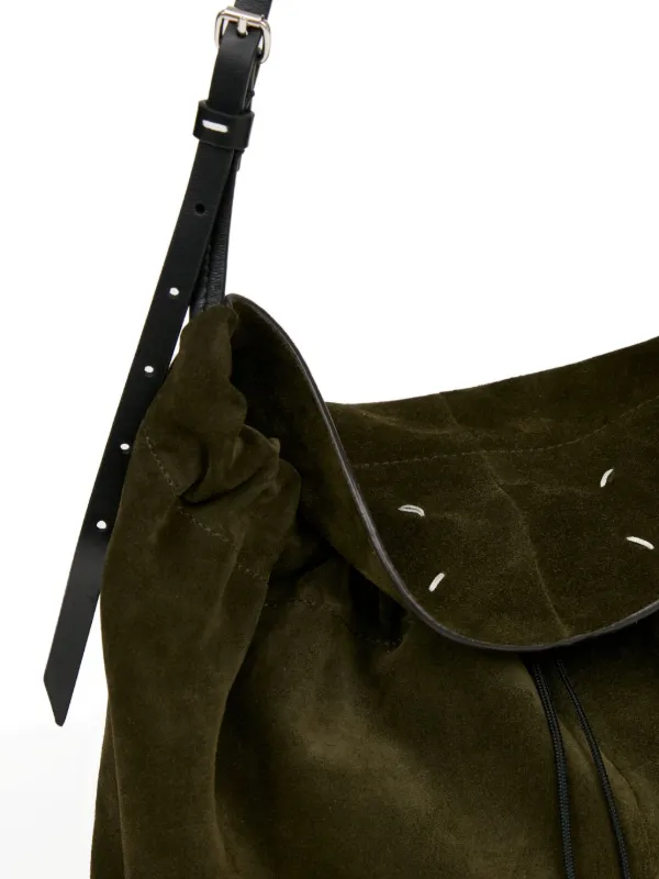Maison Margiela Suede Drawstring Shoulder Bag | Green | FARFETCH