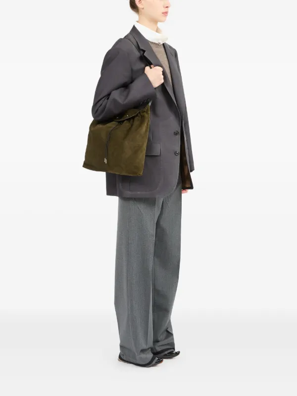 Maison Margiela Suede Drawstring Shoulder Bag | Green | FARFETCH