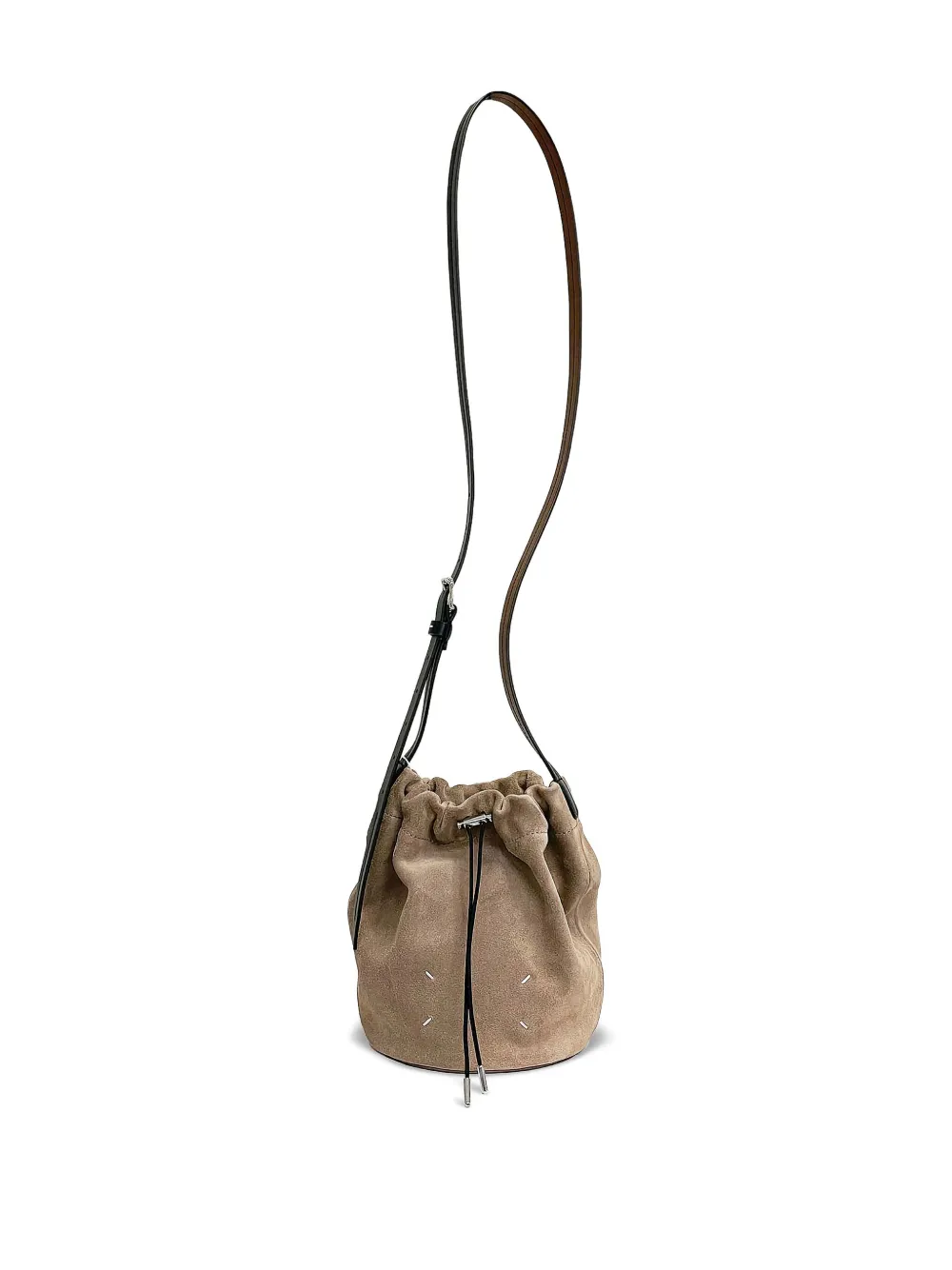 Maison Margiela Drawstring-fastening Suede Bucket Bag In Neutral