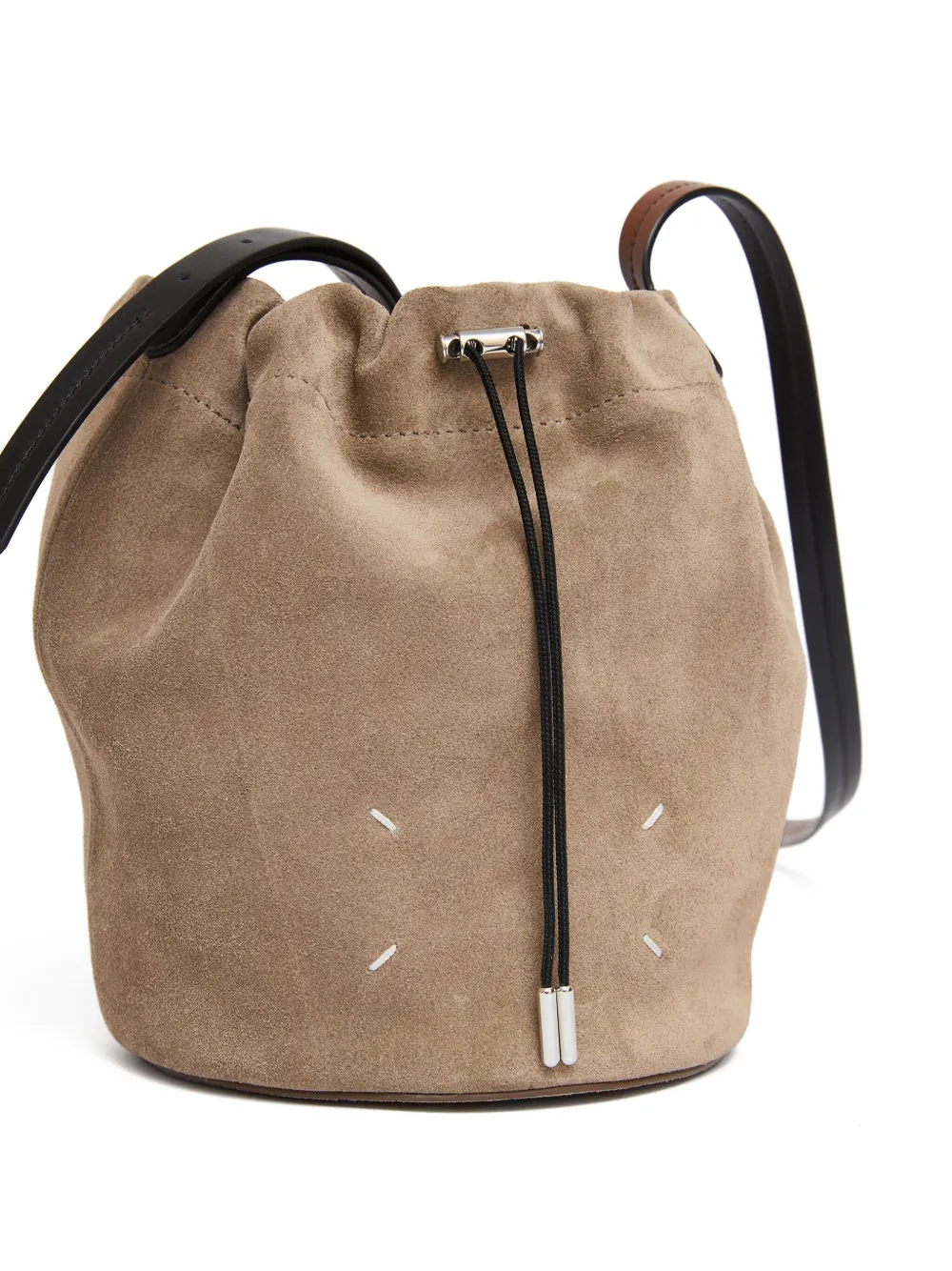 Maison Margiela Drawstring-fastening Suede Bucket Bag In Neutral