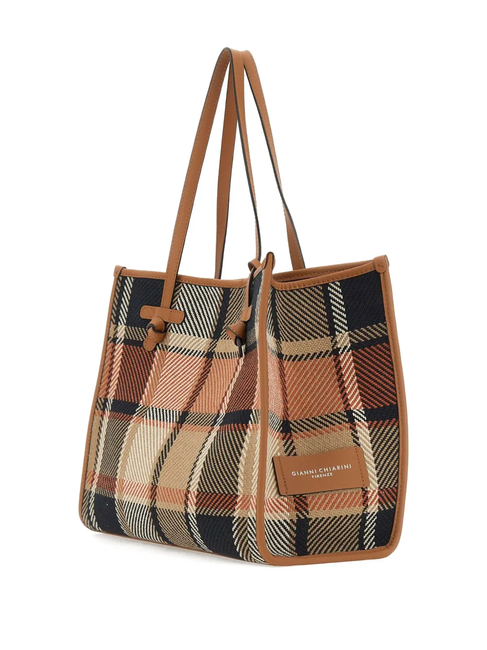 GIANNI CHIARINI Marcella geruite shopper met geknoopt detail Bruin