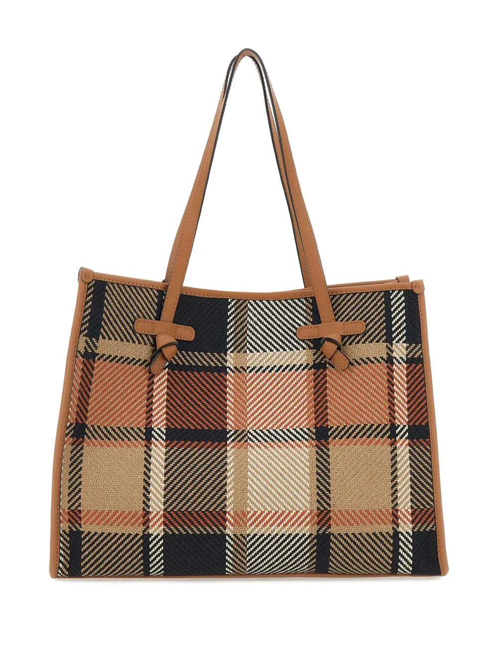 GIANNI CHIARINI Marcella geruite shopper met geknoopt detail Bruin
