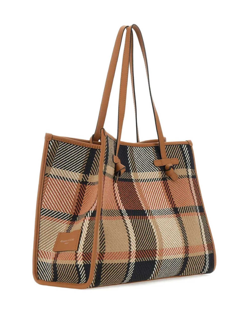 GIANNI CHIARINI Marcella geruite shopper met geknoopt detail Bruin