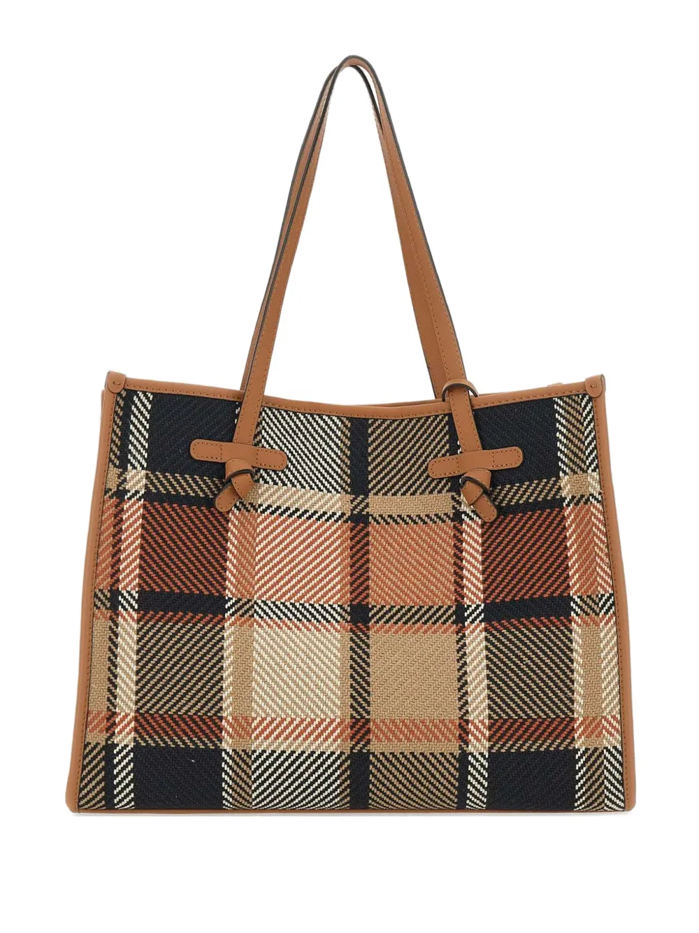 GIANNI CHIARINI Marcella plaid knot-detail tote bag Bruin