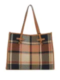 GIANNI CHIARINI Marcella plaid knot-detail tote bag - Brown