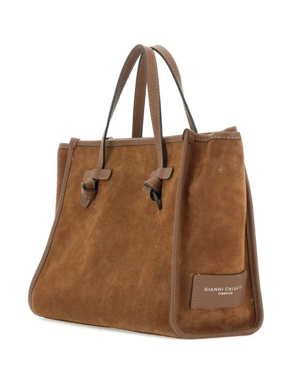 GIANNI CHIARINI Marcella Club knot-detail Suede Tote Bag | Brown 