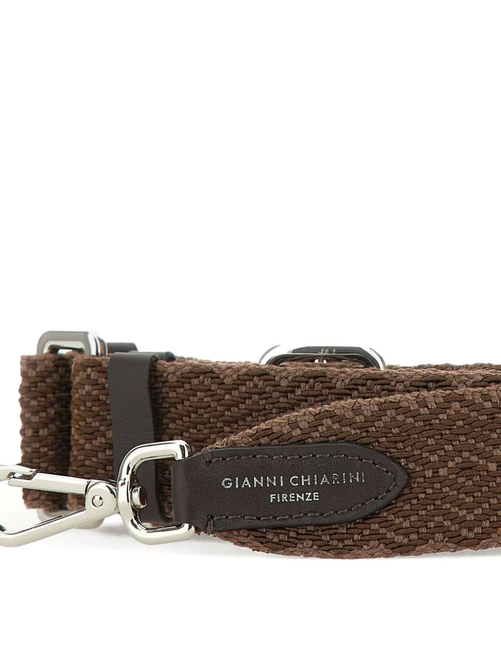 GIANNI CHIARINI Geweven schouderband met leren afwerking Bruin