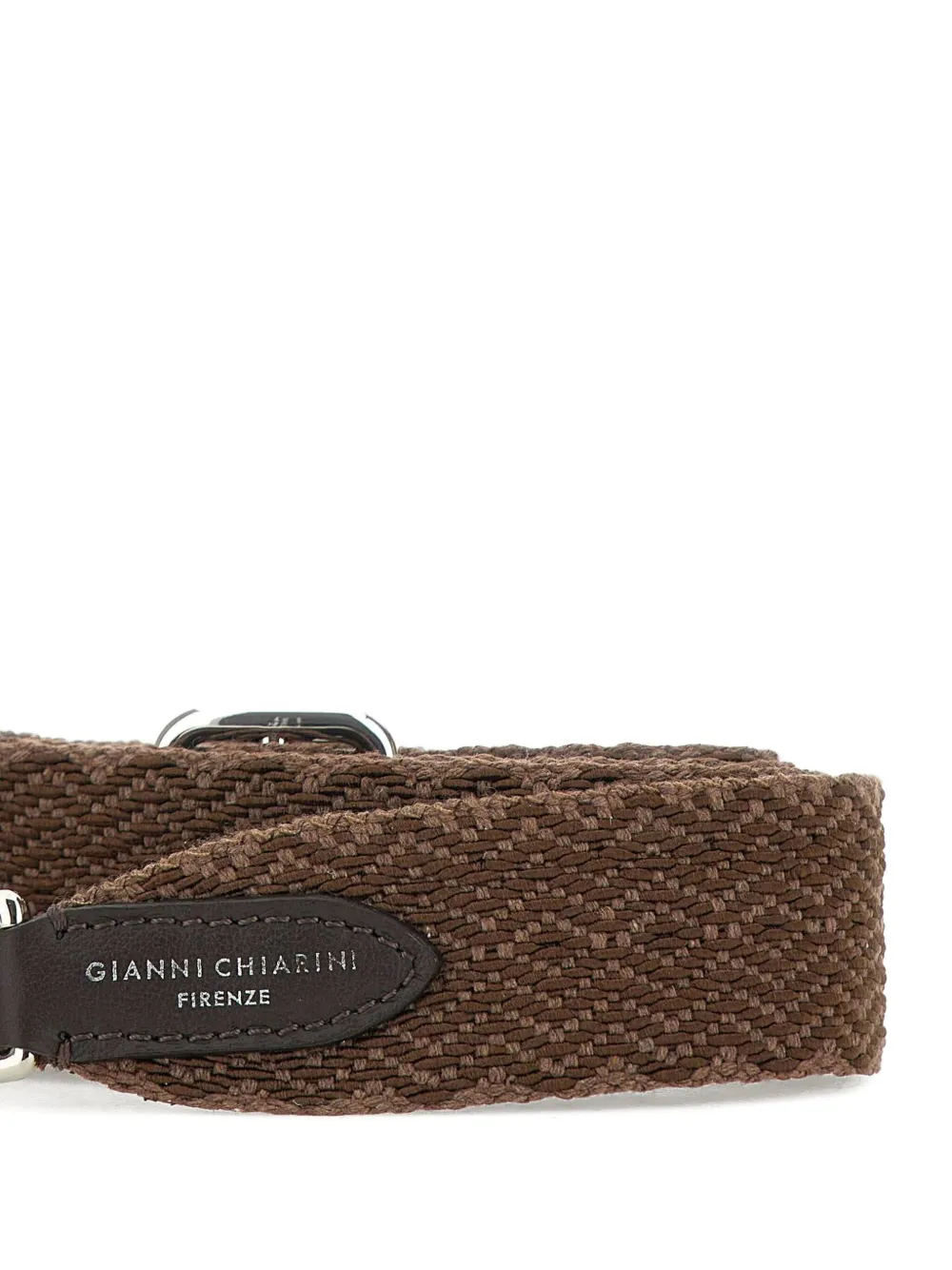 GIANNI CHIARINI Geweven schouderband met leren afwerking Bruin