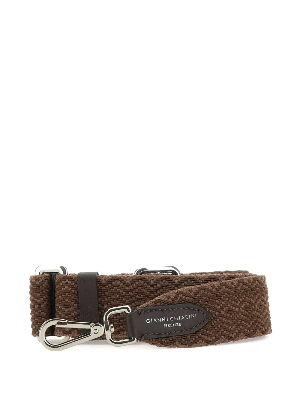 GIANNI CHIARINI Geweven schouderband met leren afwerking Bruin