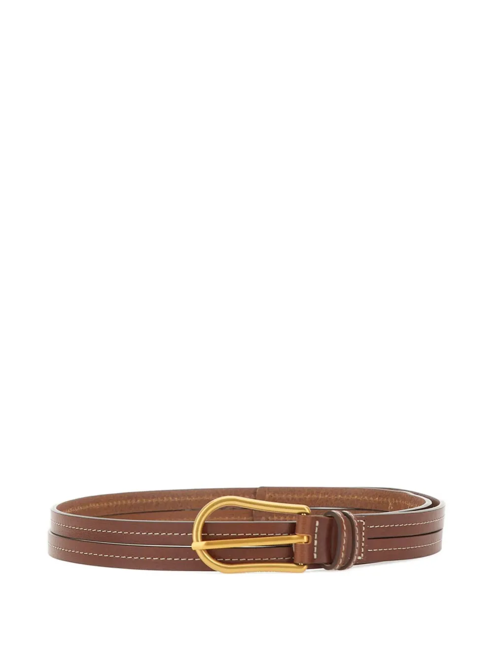 GIANNI CHIARINI Leren riem met dubbel stiksel Bruin