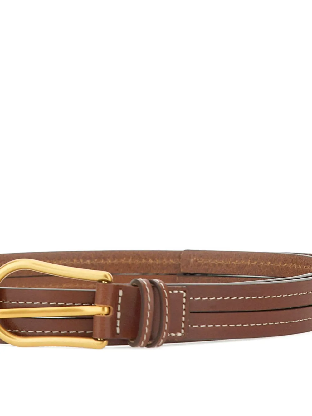 GIANNI CHIARINI Leren riem met dubbel stiksel Bruin