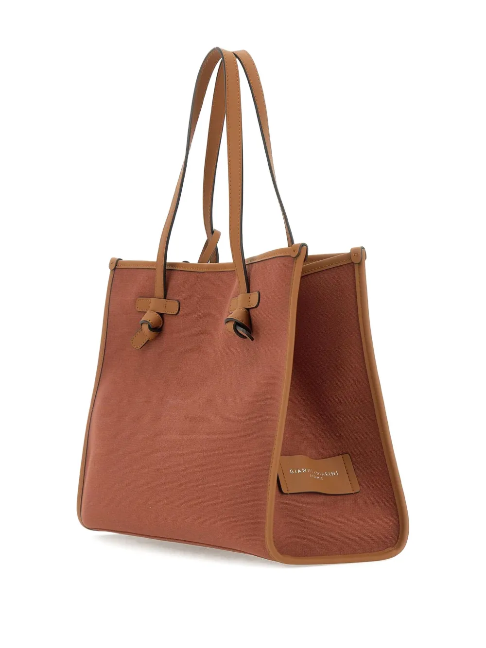 GIANNI CHIARINI Marcella canvas schoudertas met geknoopt detail Bruin