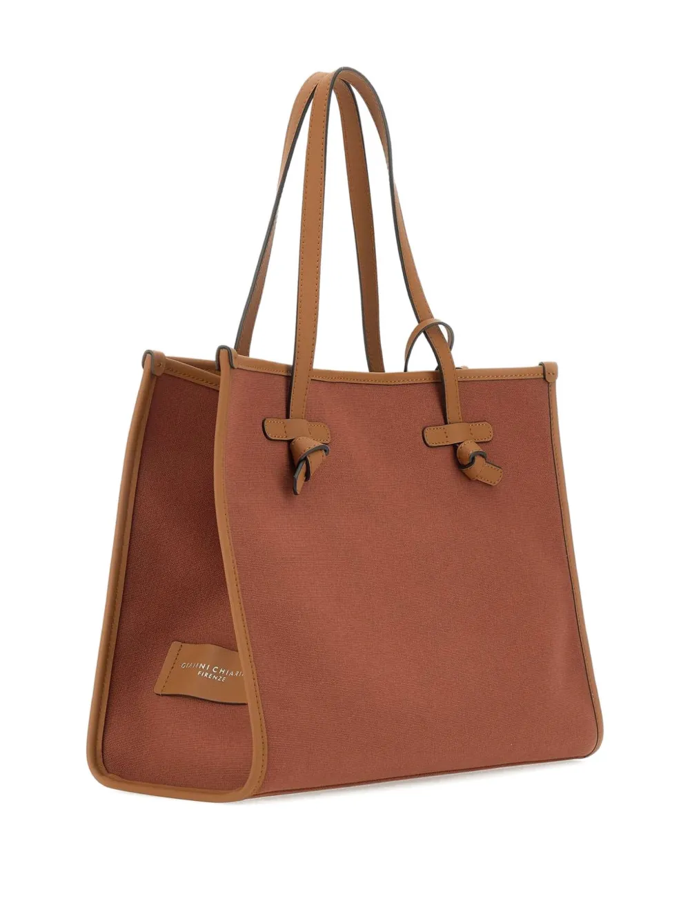 GIANNI CHIARINI Marcella canvas schoudertas met geknoopt detail Bruin