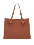 GIANNI CHIARINI Marcella knotted-detail canvas shoulder bag - Brown