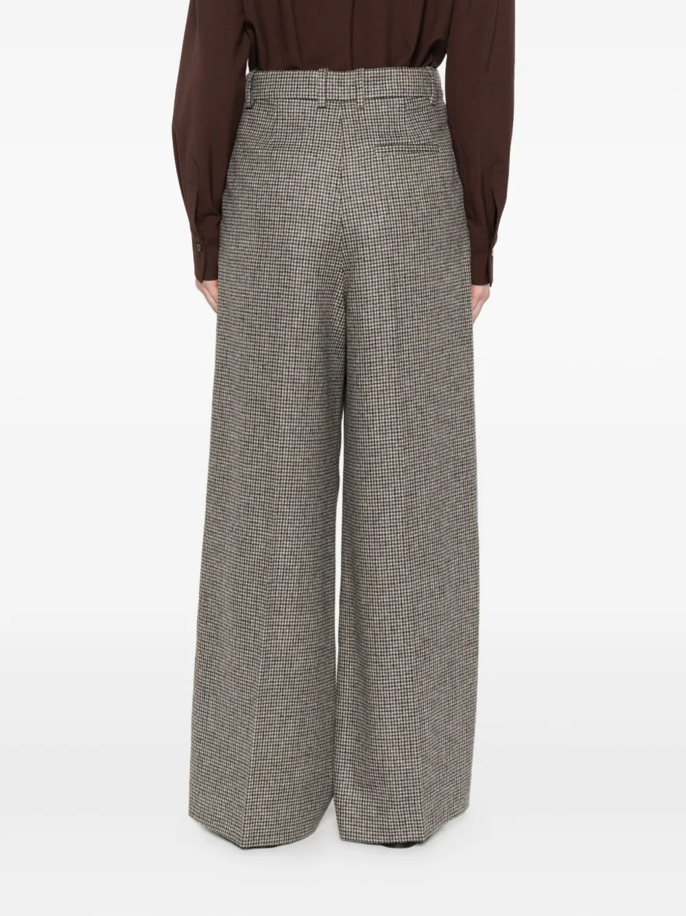 P.A.R.O.S.H. Broek met wijde pijpen en pied-de-poule print Grijs