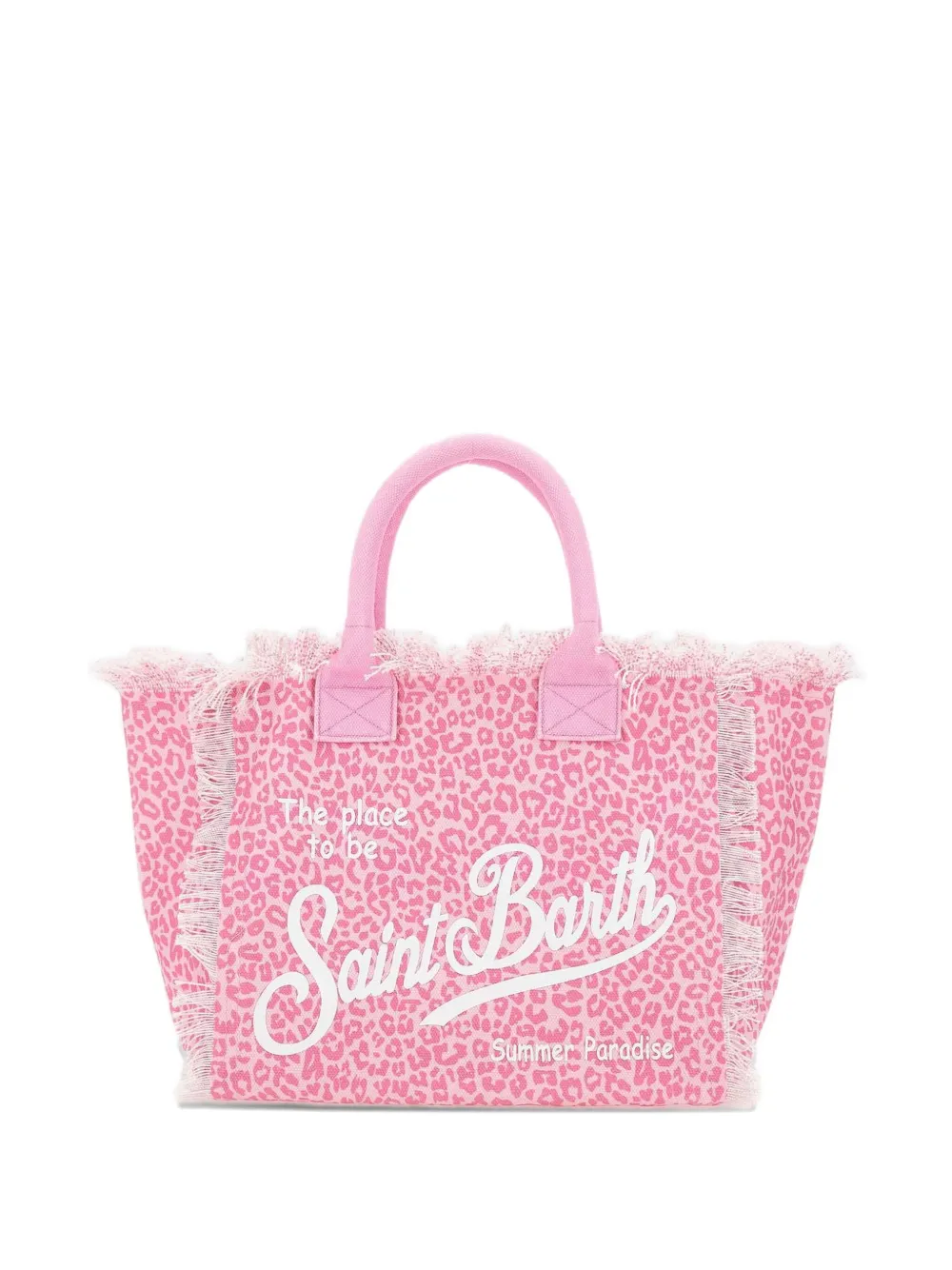 MC2 Saint Barth Vanity fringed leopard print tote bag | Pink | Image 1