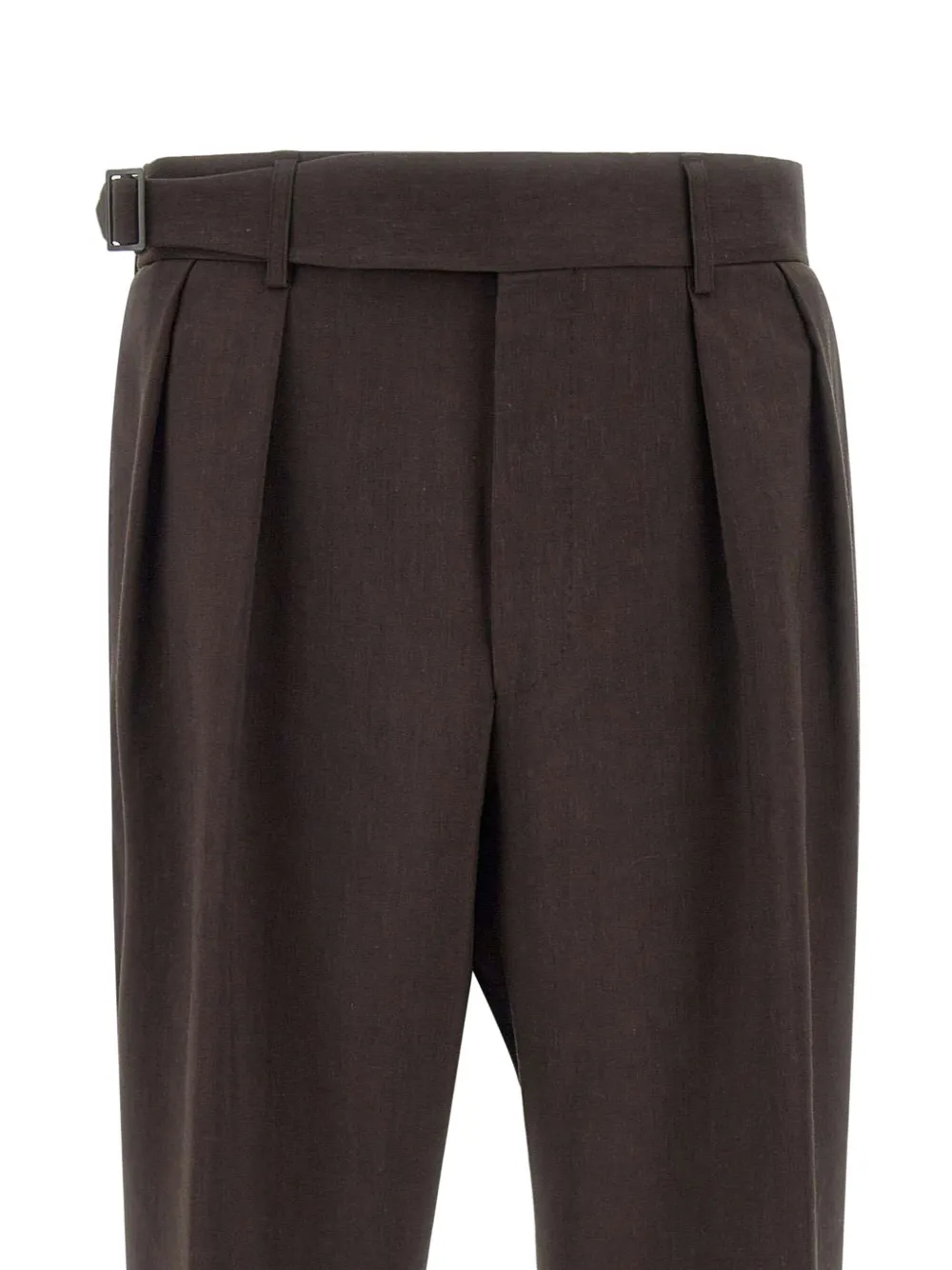 BOSS Broek van linnenblend Bruin