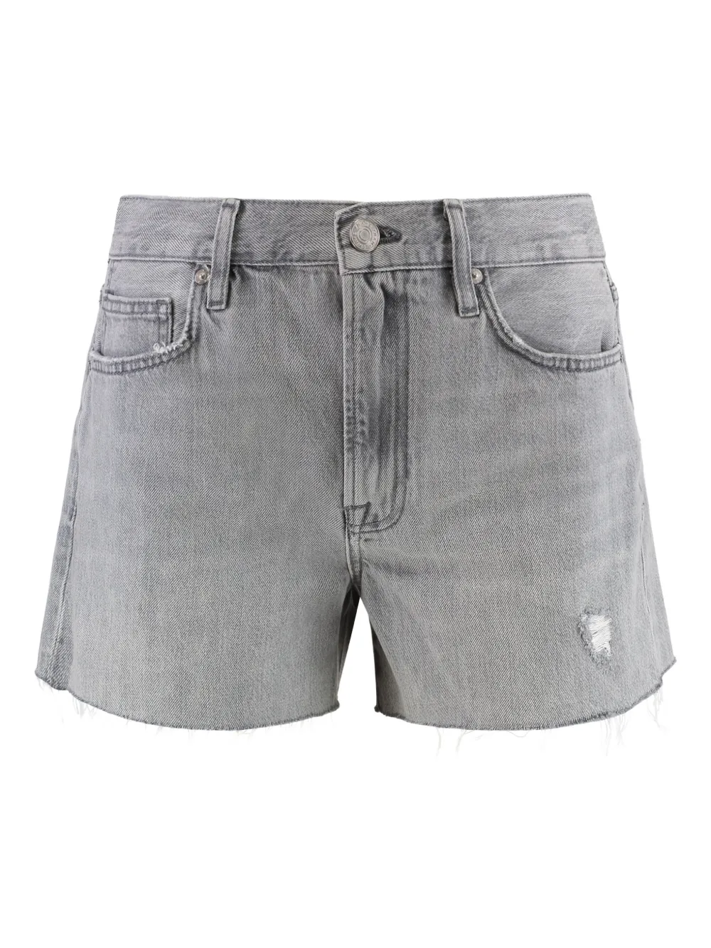 FRAME Le Simone frayed denim shorts Grijs