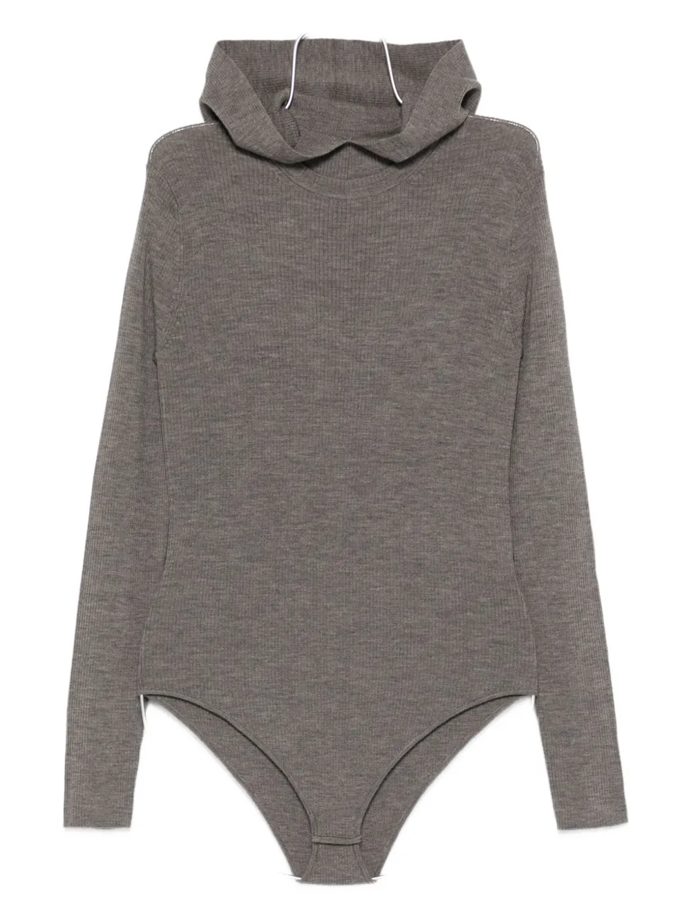 P.a.r.o.s.h Hooded Ribbed Bodysuit In Gray