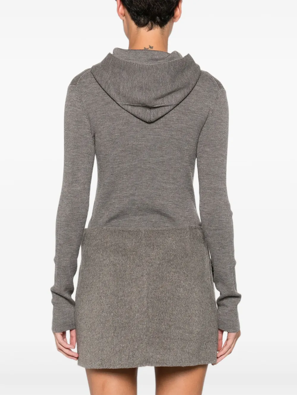 P.A.R.O.S.H. Geribbelde body met capuchon Grijs