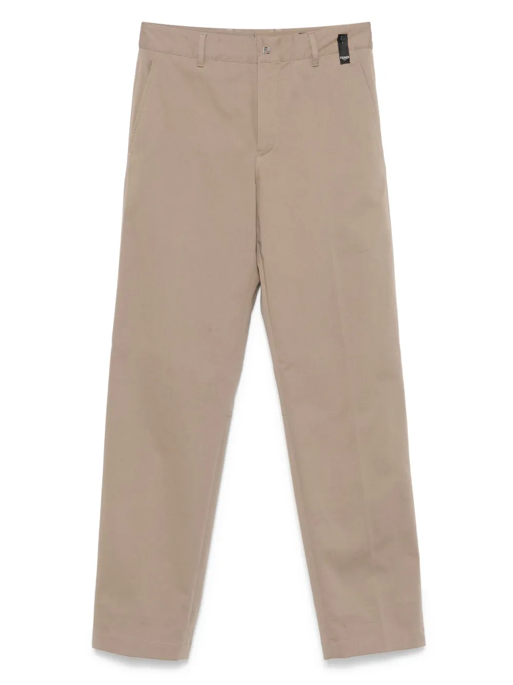 FENDI FF logo-plaque stretch-cotton pants - ニュートラル FENDI FF logo-plaque stretch-cotton pants - ニュートラル