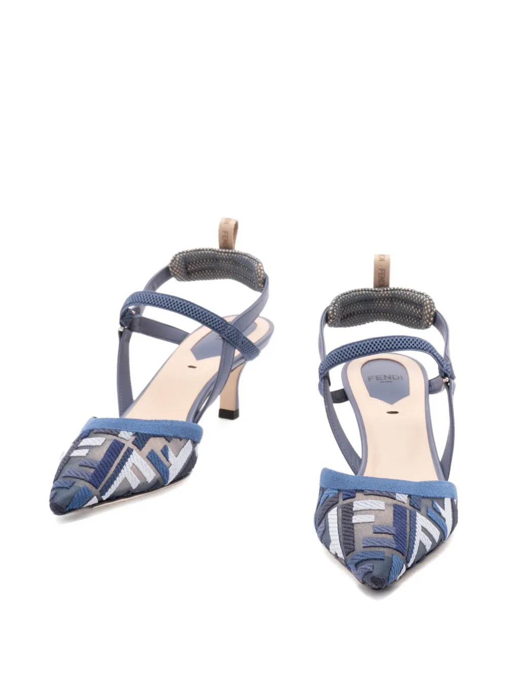 FENDI geometric-pattern pumps Blue