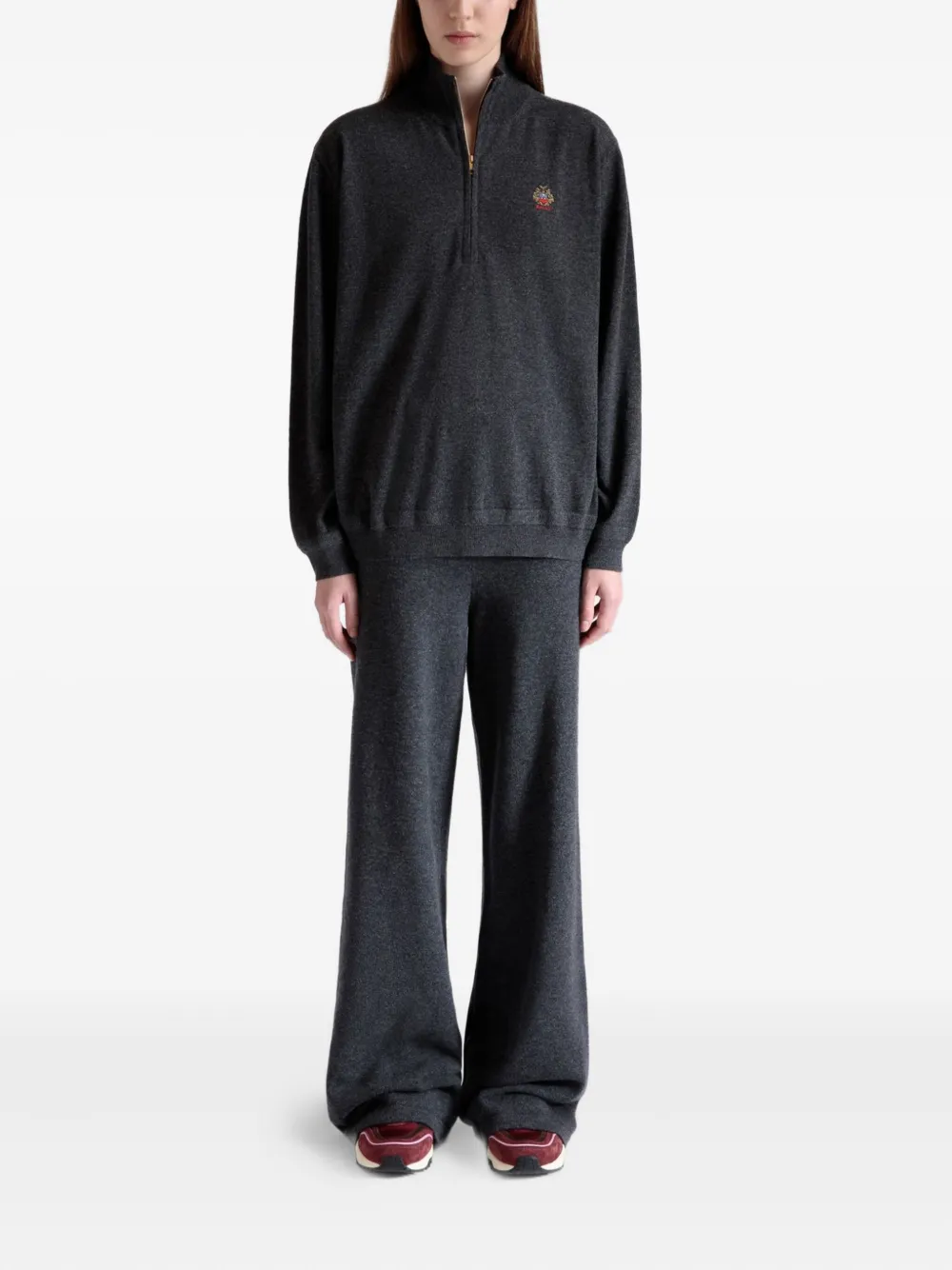 Bally Sweater met geborduurd logo en rits Grijs
