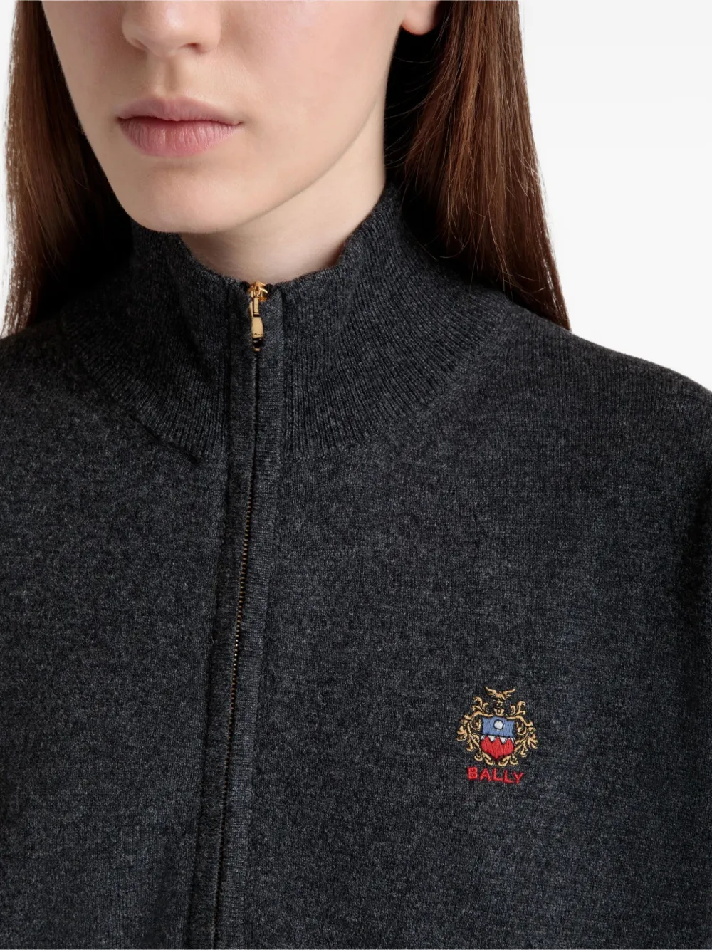 Bally Sweater met geborduurd logo en rits Grijs