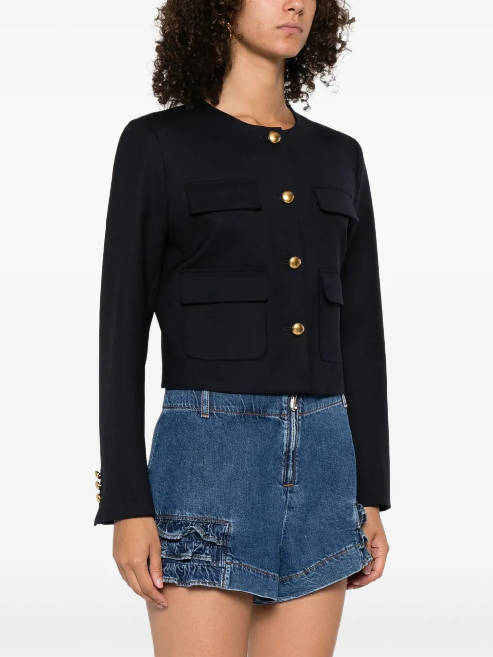 P.A.R.O.S.H. Liliuxy button-fastening cropped jacket Blauw