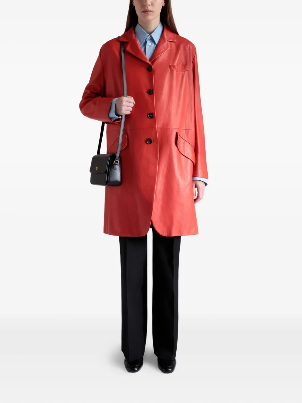 Bally buttoned leather coat - Rood