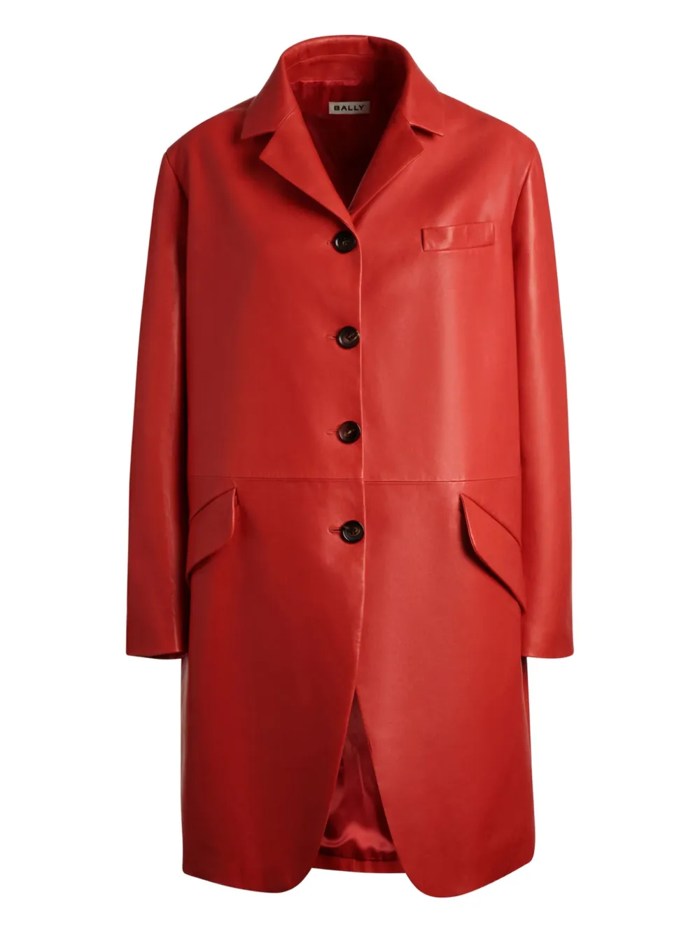Bally buttoned leather coat | Red | Image 1