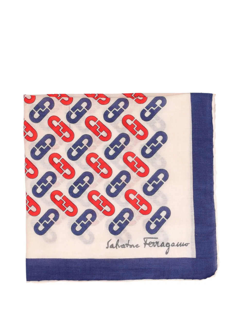 Ferragamo Pre-Owned monogram pocket handkerchief - ホワイト Ferragamo Pre-Owned monogram pocket handkerchief - ホワイト
